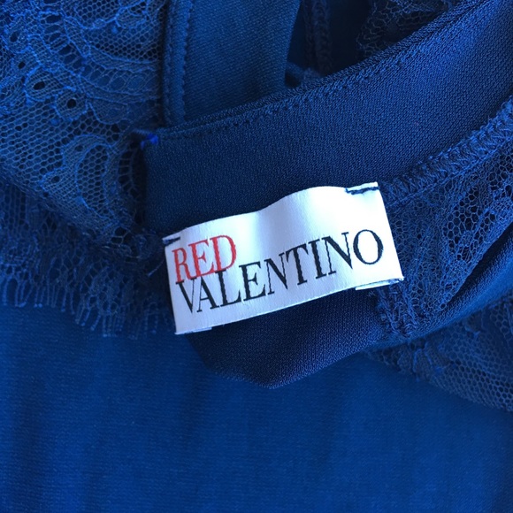 Red Valentino Blue Jersey with Lace Dress - Picture 6 of 6